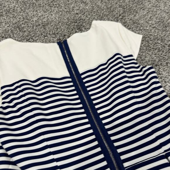 Ivy & Blu Striped Ponte Knit Peplum Dress, Navy Blue White, Size 100 - Picture 6 of 13